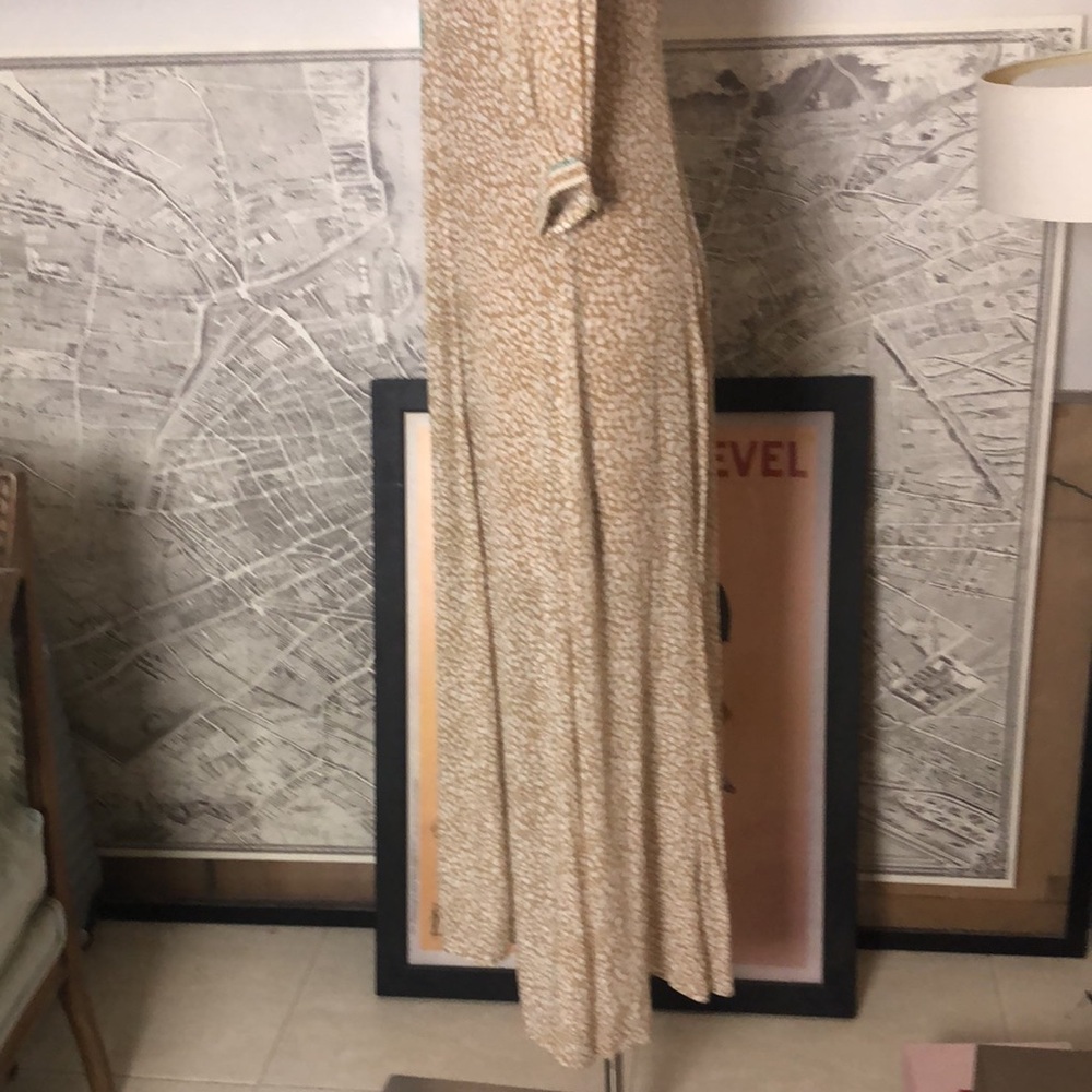 TAJ by Sabrina Crippa Beige Printed Long Shirt Dress with Contrast Trim Size L - Picture 5 of 9
